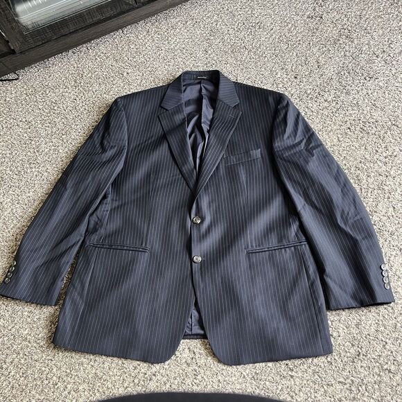 Lauren Ralph Lauren 100% Wool Blazer Jacket Navy Men 46R Pinstripe 2 Buttons - Picture 9 of 9